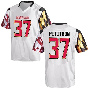Men's Replica Carson Petitbon Maryland Terrapins Football College Jersey - White